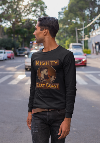 Men's Long Sleeve T-Shirt, decorated with Captain Mighty and Mighty East Coast