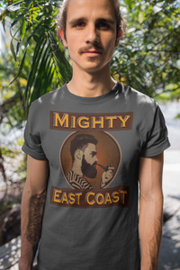Men's Short Sleeve T-Shirt, decorated with Captain Mighty and Mighty East Coast