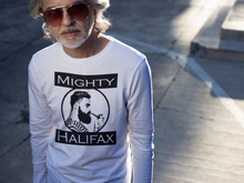 Men's Long Sleeve T-Shirt, decorated with Captain Mighty and Mighty Halifax